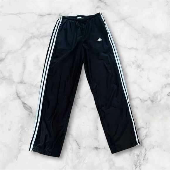 Vintage Adidas Black Track Pants Elastic Waist Pockets Women Size Small - Picture 1 of 5